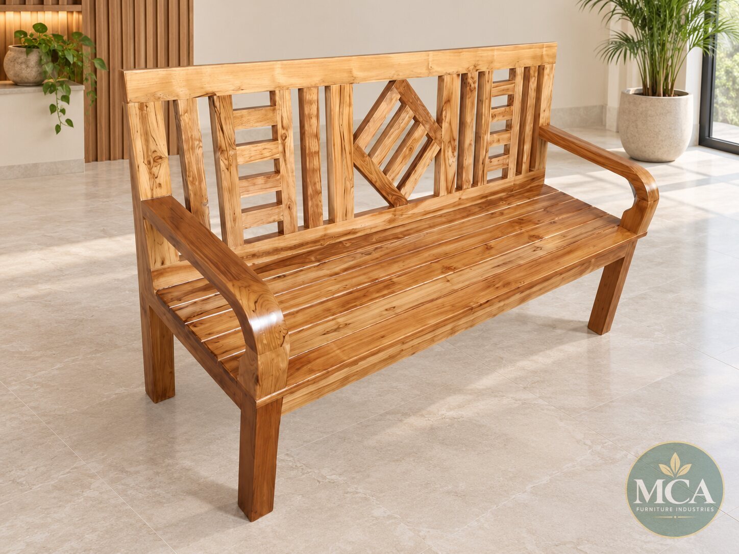 MCA solid teak bench