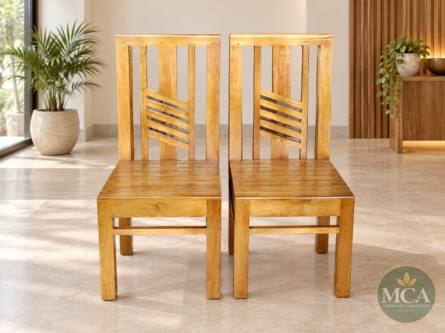 MCA solid teak dining chairs
